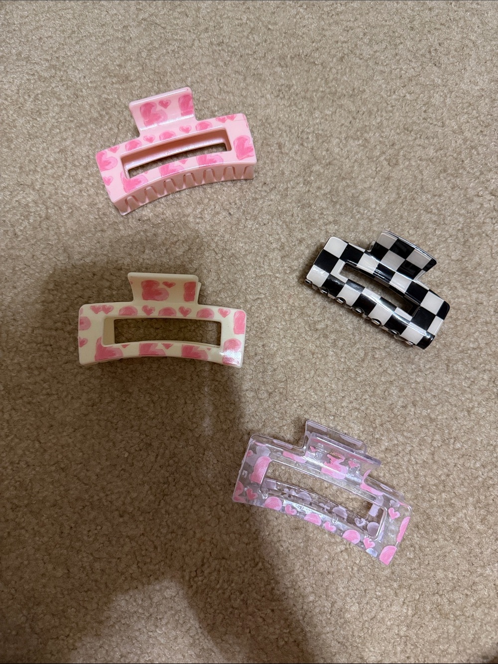 Assorted Pink & Black Women’s Hair Claw Clips - Set of 4